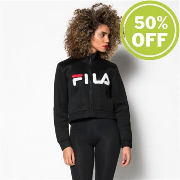 Jaquetas Fila Mulher Pretas - Fila Nicole Cropped Outlet Portugal,DSKY-68709